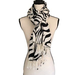 Zebra Print Pashmina Fringe Scarf